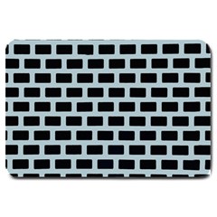 Bricks Black Blue Line Large Doormat  by Mariart