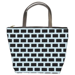 Bricks Black Blue Line Bucket Bags by Mariart