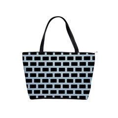 Bricks Black Blue Line Shoulder Handbags by Mariart