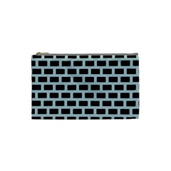 Bricks Black Blue Line Cosmetic Bag (small)  by Mariart