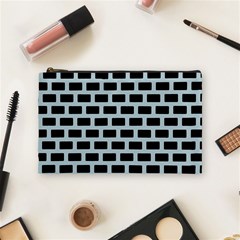 Bricks Black Blue Line Cosmetic Bag (medium)  by Mariart