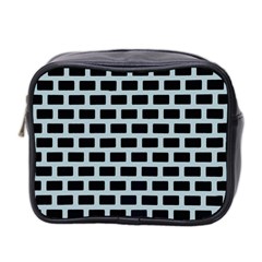 Bricks Black Blue Line Mini Toiletries Bag 2-side by Mariart