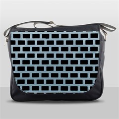 Bricks Black Blue Line Messenger Bags by Mariart