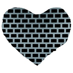 Bricks Black Blue Line Large 19  Premium Heart Shape Cushions by Mariart