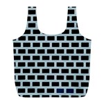 Bricks Black Blue Line Full Print Recycle Bags (L)  Front