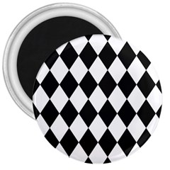 Broken Chevron Wave Black White 3  Magnets by Mariart