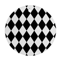 Broken Chevron Wave Black White Ornament (round) by Mariart