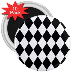 Broken Chevron Wave Black White 3  Magnets (10 Pack)  by Mariart