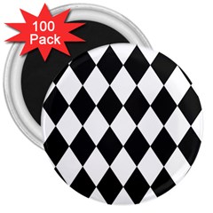 Broken Chevron Wave Black White 3  Magnets (100 Pack) by Mariart