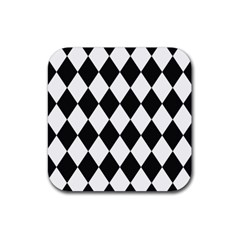 Broken Chevron Wave Black White Rubber Coaster (square)  by Mariart