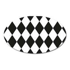 Broken Chevron Wave Black White Oval Magnet