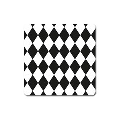 Broken Chevron Wave Black White Square Magnet by Mariart