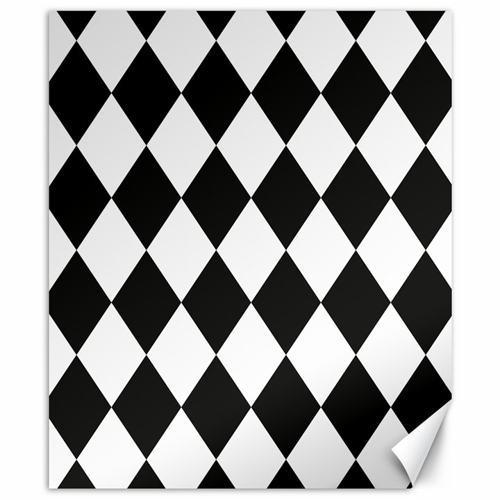 Broken Chevron Wave Black White Canvas 8  x 10 