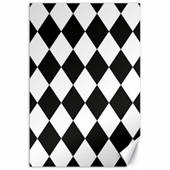 Broken Chevron Wave Black White Canvas 20  X 30   by Mariart