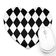 Broken Chevron Wave Black White Heart Mousepads by Mariart