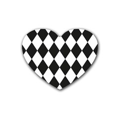 Broken Chevron Wave Black White Rubber Coaster (heart)  by Mariart