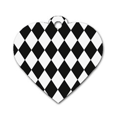 Broken Chevron Wave Black White Dog Tag Heart (one Side) by Mariart