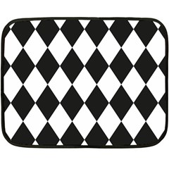 Broken Chevron Wave Black White Double Sided Fleece Blanket (mini)  by Mariart