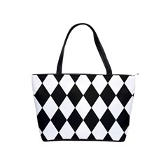 Broken Chevron Wave Black White Shoulder Handbags by Mariart