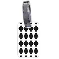 Broken Chevron Wave Black White Luggage Tags (one Side)  by Mariart