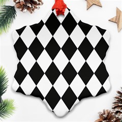 Broken Chevron Wave Black White Snowflake Ornament (two Sides) by Mariart