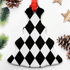 Broken Chevron Wave Black White Christmas Tree Ornament (two Sides) by Mariart