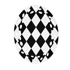 Broken Chevron Wave Black White Oval Filigree Ornament (two Sides) by Mariart