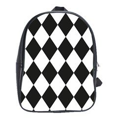 Broken Chevron Wave Black White School Bags (xl)  by Mariart