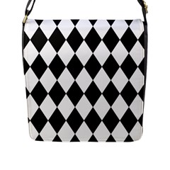 Broken Chevron Wave Black White Flap Messenger Bag (l)  by Mariart