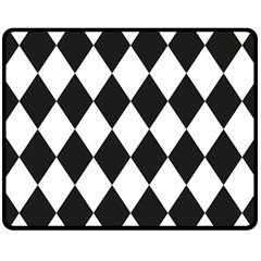 Broken Chevron Wave Black White Double Sided Fleece Blanket (medium)  by Mariart