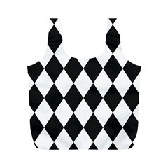 Broken Chevron Wave Black White Full Print Recycle Bags (m)  by Mariart