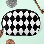 Broken Chevron Wave Black White Accessory Pouches (Large)  Back