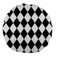 Broken Chevron Wave Black White Large 18  Premium Flano Round Cushions by Mariart