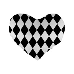 Broken Chevron Wave Black White Standard 16  Premium Flano Heart Shape Cushions by Mariart