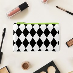 Broken Chevron Wave Black White Cosmetic Bag (xs) by Mariart