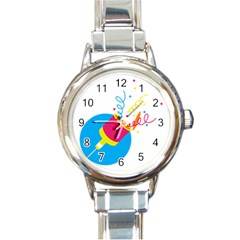 Celebration Injecting Round Italian Charm Watch by Mariart