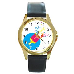 Celebration Injecting Round Gold Metal Watch by Mariart