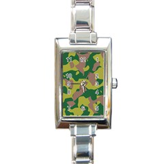 Camouflage Green Yellow Brown Rectangle Italian Charm Watch