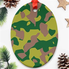 Camouflage Green Yellow Brown Ornament (oval) by Mariart