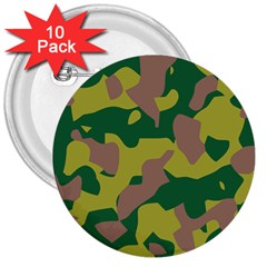 Camouflage Green Yellow Brown 3  Buttons (10 Pack) 