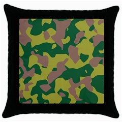 Camouflage Green Yellow Brown Throw Pillow Case (black) by Mariart