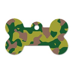 Camouflage Green Yellow Brown Dog Tag Bone (one Side)