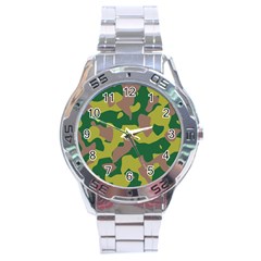 Camouflage Green Yellow Brown Stainless Steel Analogue Watch by Mariart