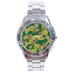 Camouflage Green Yellow Brown Stainless Steel Analogue Watch Front