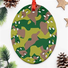 Camouflage Green Yellow Brown Ornament (oval Filigree)