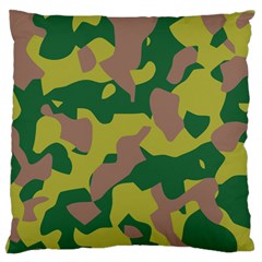 Camouflage Green Yellow Brown Large Flano Cushion Case (two Sides) by Mariart