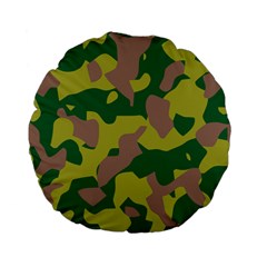 Camouflage Green Yellow Brown Standard 15  Premium Flano Round Cushions by Mariart