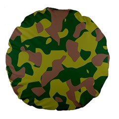 Camouflage Green Yellow Brown Large 18  Premium Flano Round Cushions by Mariart