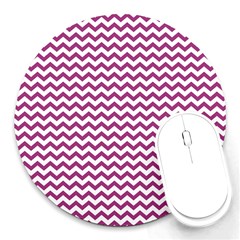 Chevron Wave Purple White Round Mousepads by Mariart