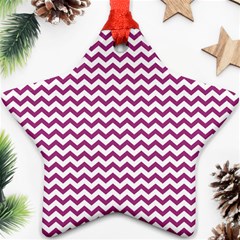 Chevron Wave Purple White Ornament (star) by Mariart